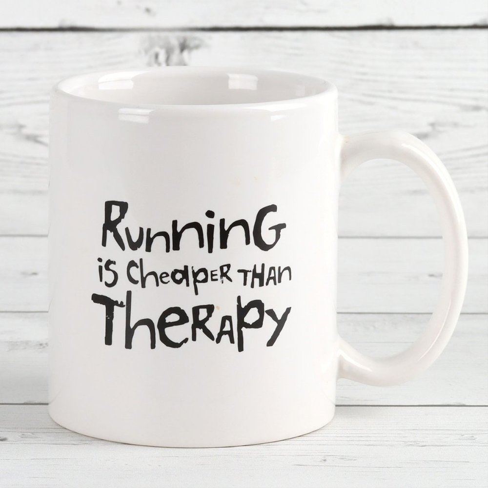 Coffee Mug "Running is Cheaper Than Therapy" 10oz